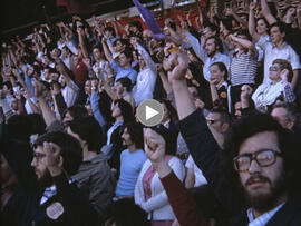 Mitin electoral de la Candidatura de Unidad Popular en las Elecciones Generales. 1977. Polideportivo de la Concepción (Madrid, España).