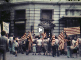 Manifestación por la Fiesta Nacional de Cataluña. Hacia 1975-1980. Barcelona (España).